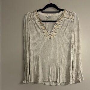 Women's Cream V-Neck Top